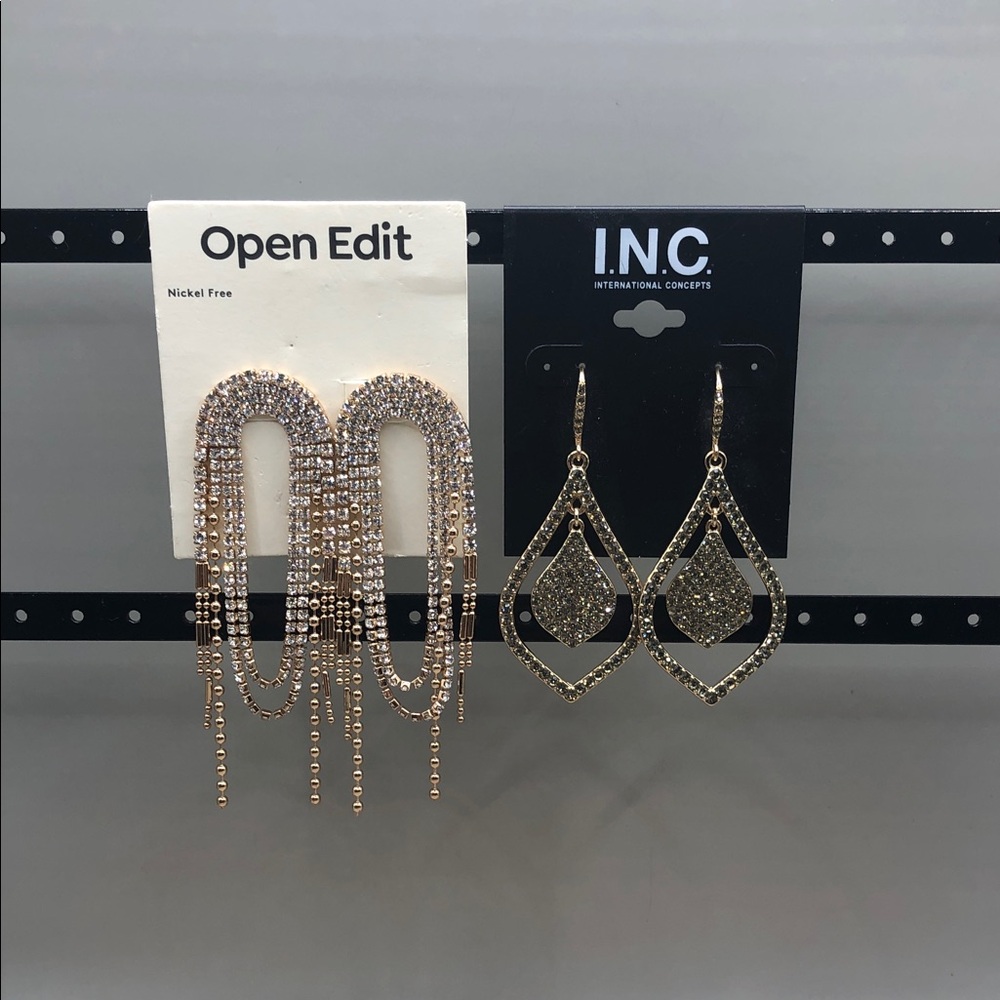 Bundle 2 dazzling sparkling formal bridal party evening long dangle earrings NEW